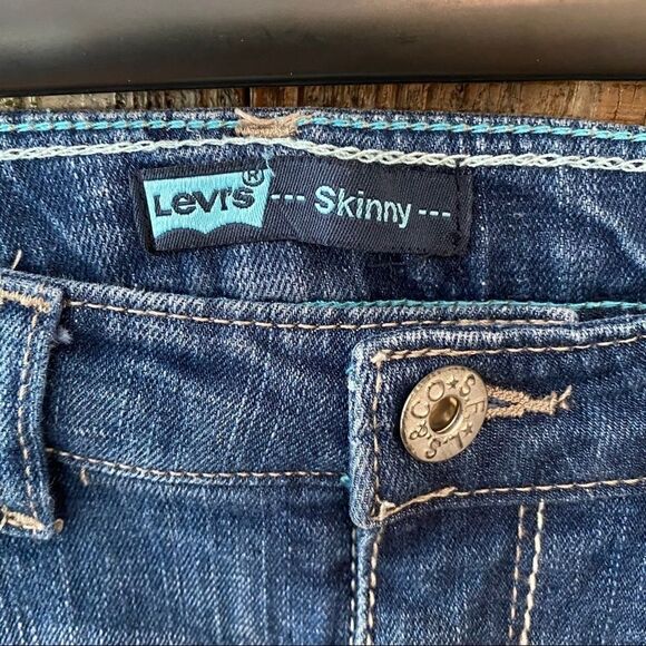 Levi’s Sz 8R Girls Blue Denim Skinny Western Embroidery Pocket School Jeans - Picture 6 of 9